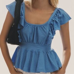 Maeve Ruffled Peplum Open-Back Top